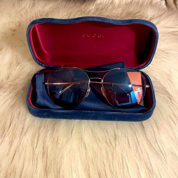 NIC Gucci Aviator Mirrored Sunglasses in Pink And Blue Combo & Silver Hardware main image 8